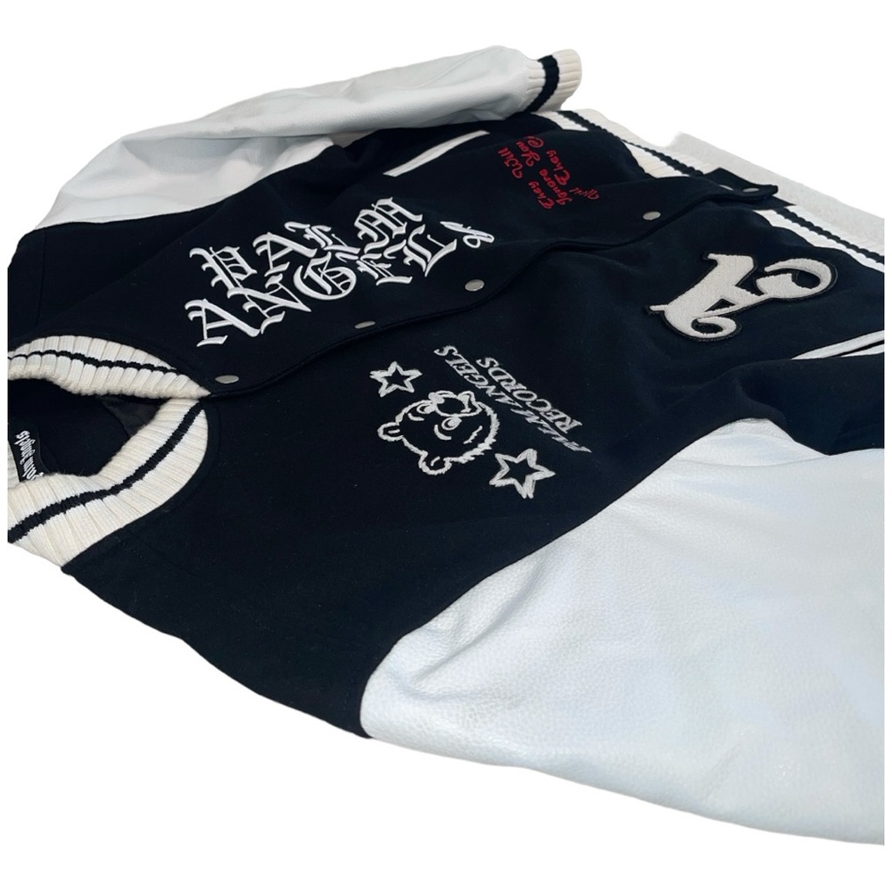 PALM ANGELS 
Smiley‎ X Burning Head Varsity Jacket - Black,Yellow - Picture 8 of 15
